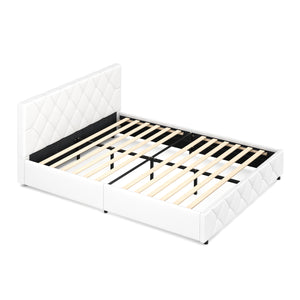 Lederbett HILTON 160 x 200 cm weiss