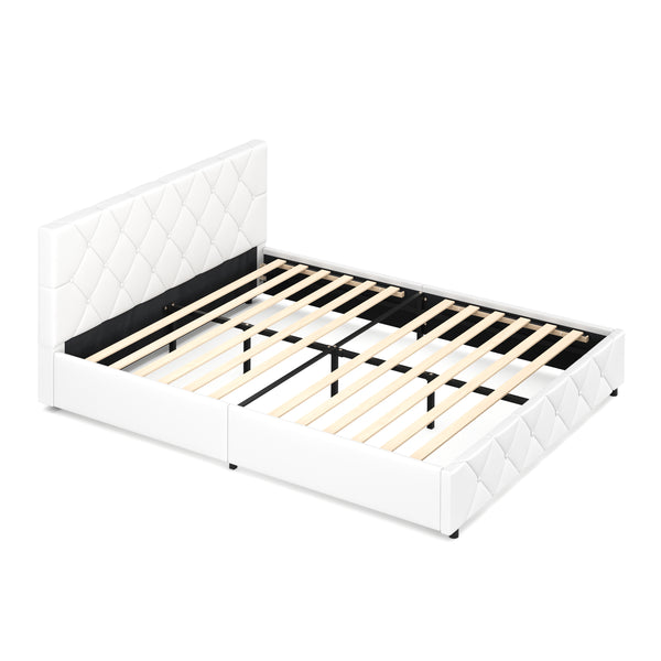 Lederbett HILTON 160 x 200 cm weiss
