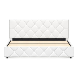 Lederbett HILTON 160 x 200 cm weiss