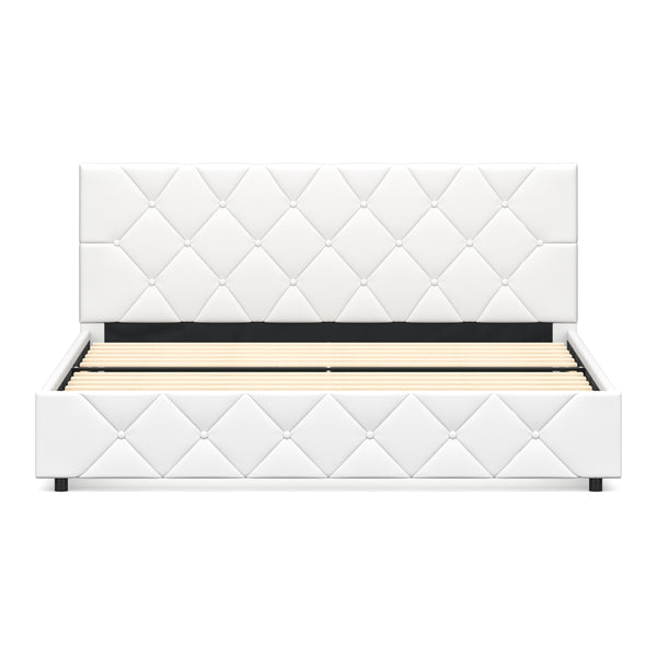 Lederbett HILTON 160 x 200 cm weiss