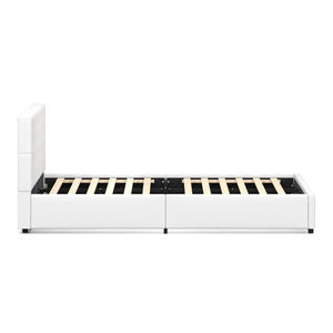 Lederbett HILTON 160 x 200 cm weiss