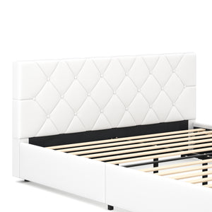 Lederbett HILTON 160 x 200 cm weiss