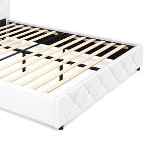 Lederbett HILTON 160 x 200 cm weiss