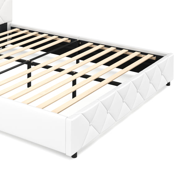 Lederbett HILTON 160 x 200 cm weiss