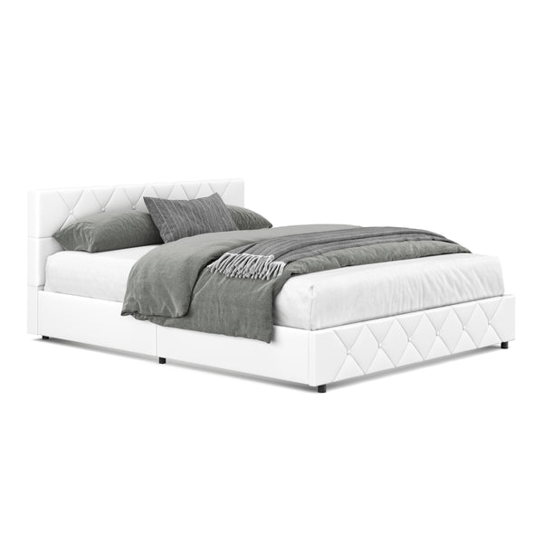 Lederbett HILTON 160 x 200 cm weiss
