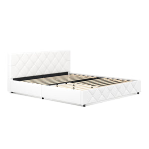 Lederbett HILTON 180 x 200 cm weiss