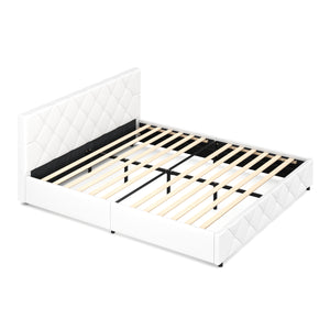 Lederbett HILTON 180 x 200 cm weiss