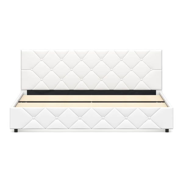 Lederbett HILTON 180 x 200 cm weiss
