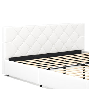 Lederbett HILTON 180 x 200 cm weiss
