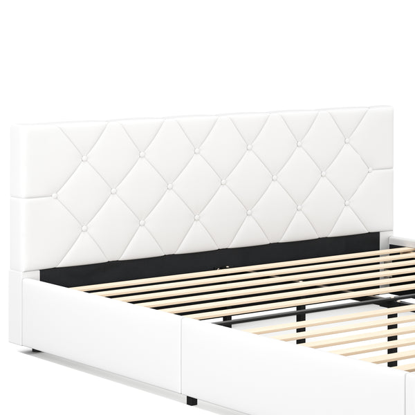 Lederbett HILTON 180 x 200 cm weiss
