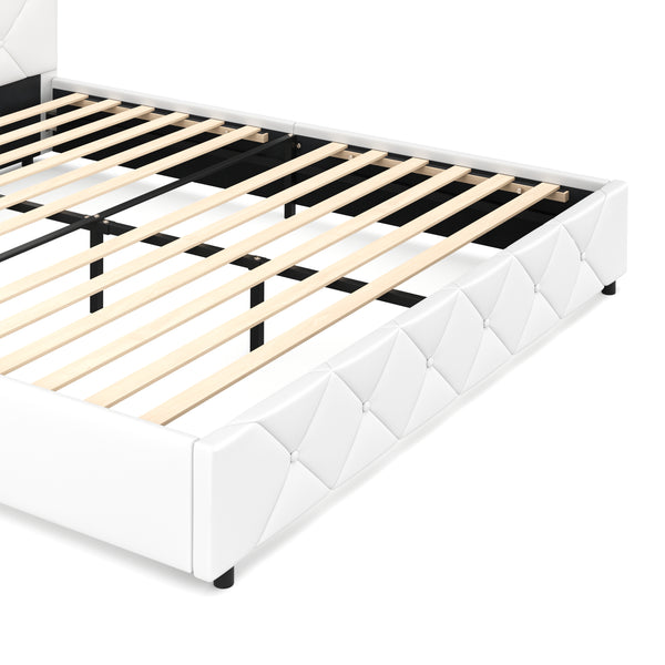 Lederbett HILTON 180 x 200 cm weiss