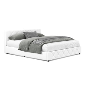 Lederbett HILTON 180 x 200 cm weiss