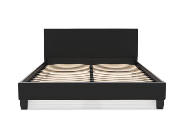 Lederbett DOZE 140 x 200 cm schwarz