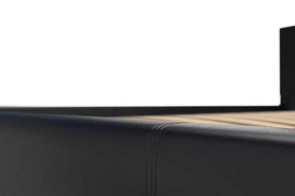 Lederbett DOZE 160 x 200 cm schwarz