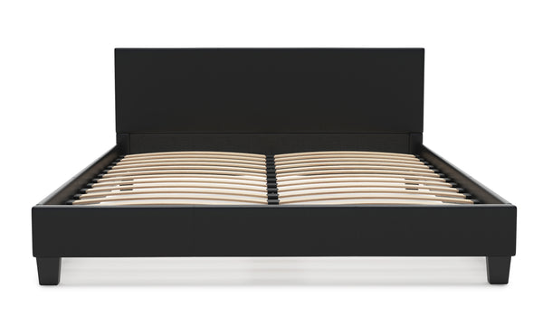 Lederbett DOZE 160 x 200 cm schwarz