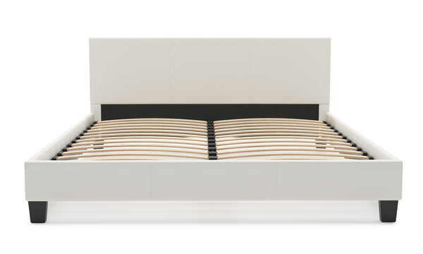 Lederbett DOZE 160 x 200 cm weiss