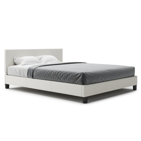 Lederbett DOZE 160 x 200 cm weiss