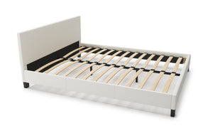 Lederbett DOZE 160 x 200 cm weiss