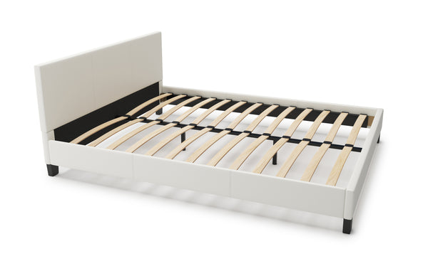 Lederbett DOZE 160 x 200 cm weiss