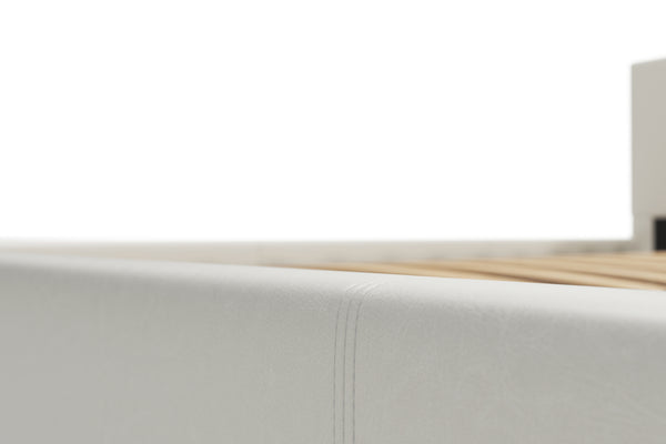 Lederbett DOZE 160 x 200 cm weiss