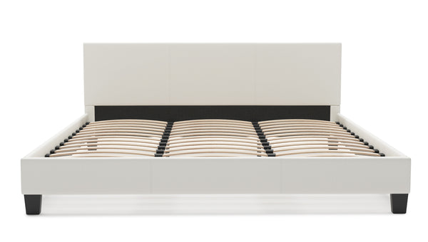 Lederbett DOZE 180 x 200 cm weiss