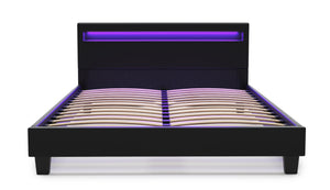 Lederbett LED DREAM 140 x 200 cm schwarz