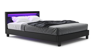 Lederbett LED DREAM 140 x 200 cm schwarz