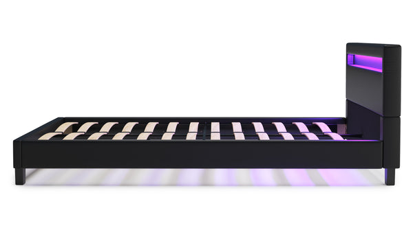 Lederbett LED DREAM 140 x 200 cm schwarz