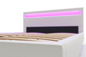 Lederbett LED LIGHTS 140 x 200 cm weiss