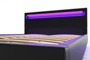 Lederbett LED DREAM 140 x 200 cm schwarz