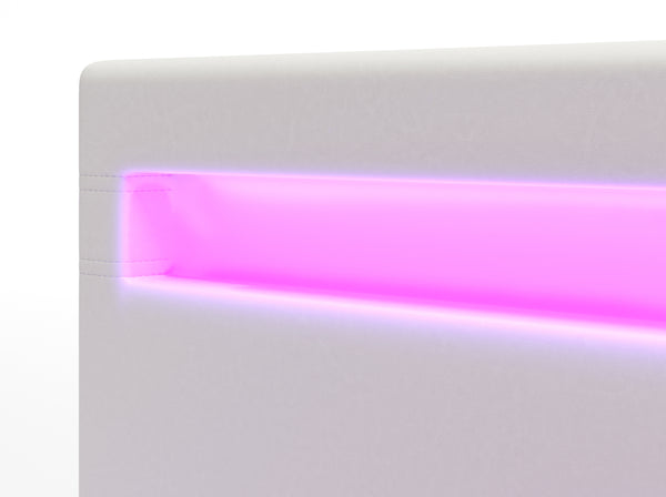 Lederbett LED LIGHTS 140 x 200 cm weiss
