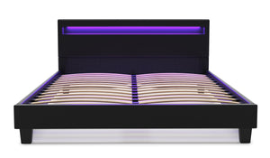 Lederbett LED LIGHTS 160 x 200 cm schwarz