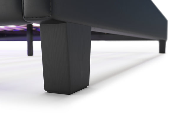 Lederbett LED LIGHTS 160 x 200 cm schwarz