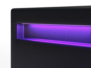 Lederbett LED LIGHTS 160 x 200 cm schwarz