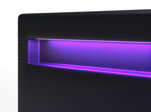 Lederbett LED LIGHTS 180 x 200 cm schwarz