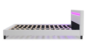 Lederbett LED LIGHTS 180 x 200 cm weiss