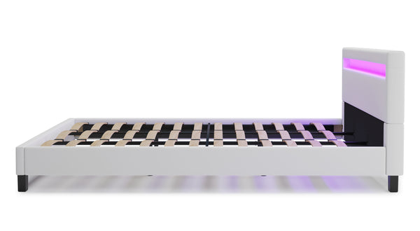 Lederbett LED LIGHTS 180 x 200 cm weiss