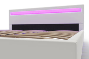 Lederbett LED LIGHTS 180 x 200 cm weiss