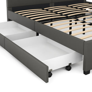 Lederbett LED LUNARA 200 x 200 cm anthrazit