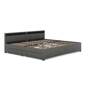 Lederbett LED LUNARA 240 x 200 cm anthrazit