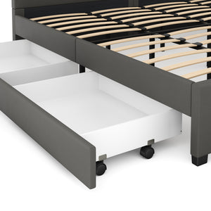 Lederbett LED LUNARA 240 x 200 cm anthrazit