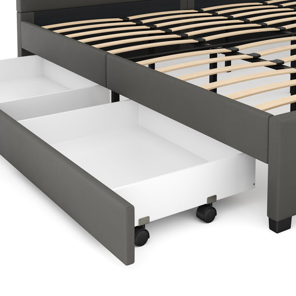 Lederbett LED LUNARA 240 x 200 cm anthrazit
