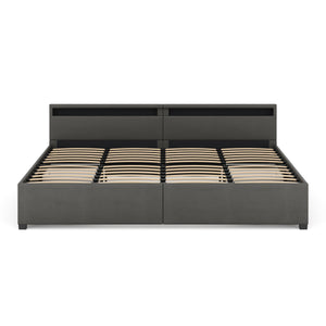 Lederbett LED LUNARA 240 x 200 cm anthrazit