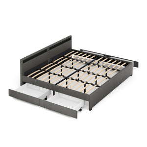 Lederbett LED LUNARA 240 x 200 cm anthrazit