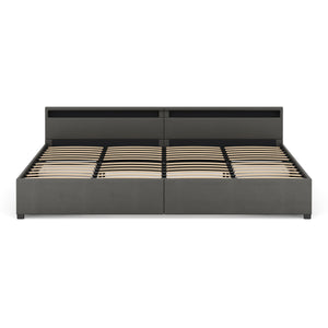 Lederbett LED LUNARA 280 x 200 cm anthrazit