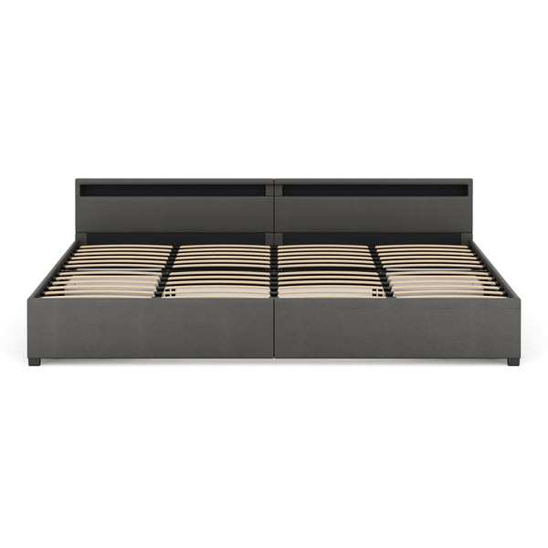 Lederbett LED LUNARA 280 x 200 cm anthrazit