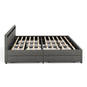 Lederbett LED LUNARA 280 x 200 cm anthrazit