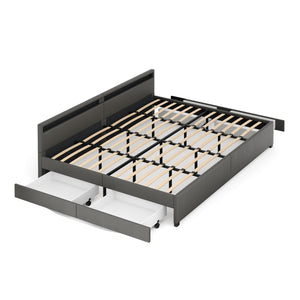 Lederbett LED LUNARA 280 x 200 cm anthrazit