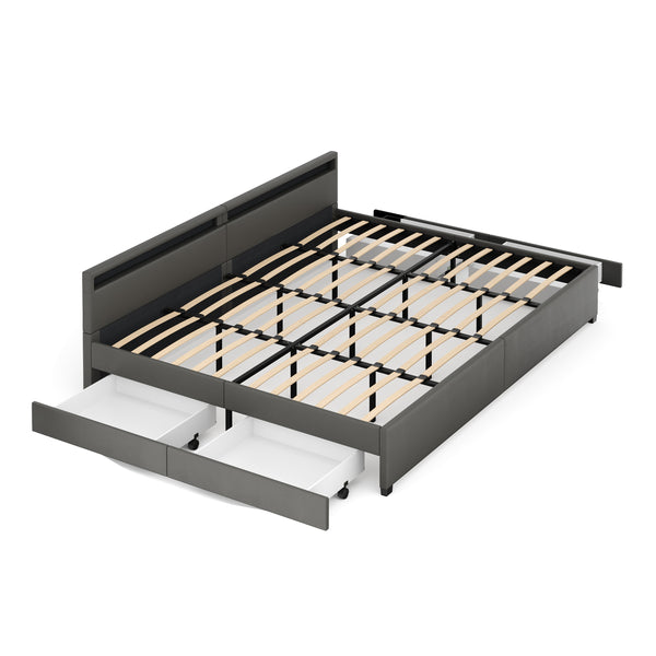 Lederbett LED LUNARA 280 x 200 cm anthrazit