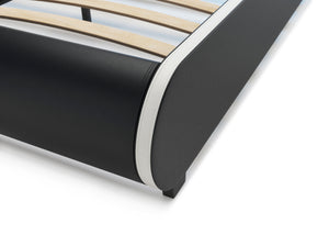 Lederbett LED SIESTA 140 x 200 cm schwarz